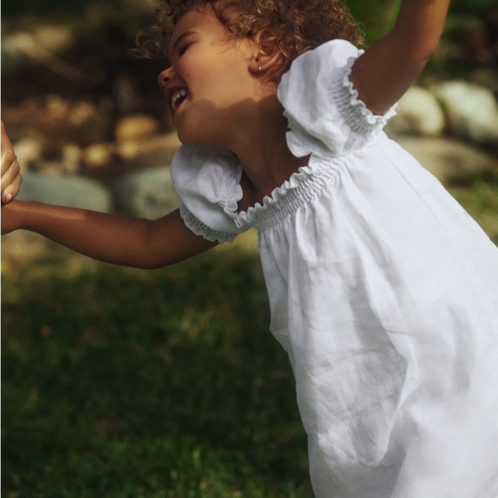 Reformation Mommy and Me Smocked Carsen Linen Dress